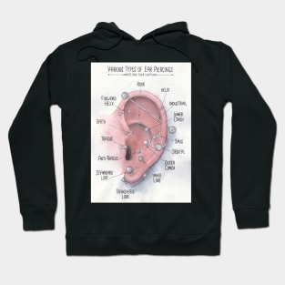 Watercolor Ear Piercing Chart Hoodie